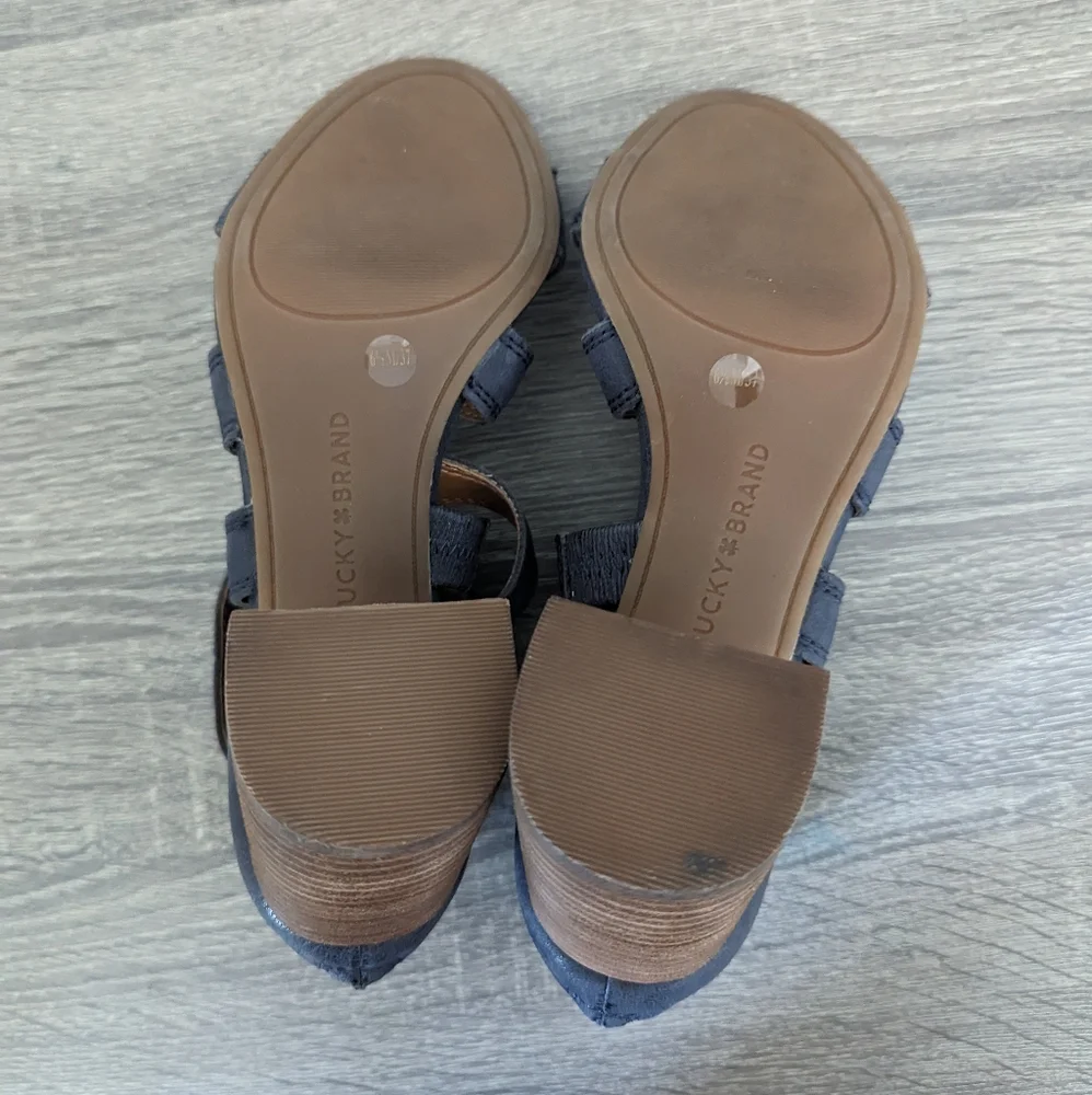 Lucky Brand Blue Leather Sandal Heel- Vyrah - Picture 9 of 10